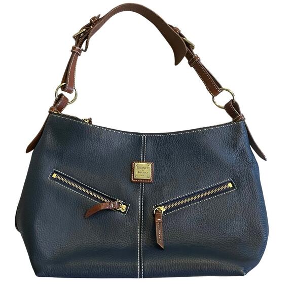 Dooney & Bourke Handbags - Dooney & Bourke Mary Bag Marine Blue Pebbled Leather Hobo Purse Navy EUC